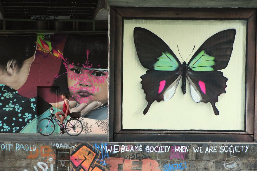 Artist Adds Charm To Boring Streets By Painting Giant Butterfly Murals Artist Adds Charm To Boring Streets By Painting Giant Butterfly Murals