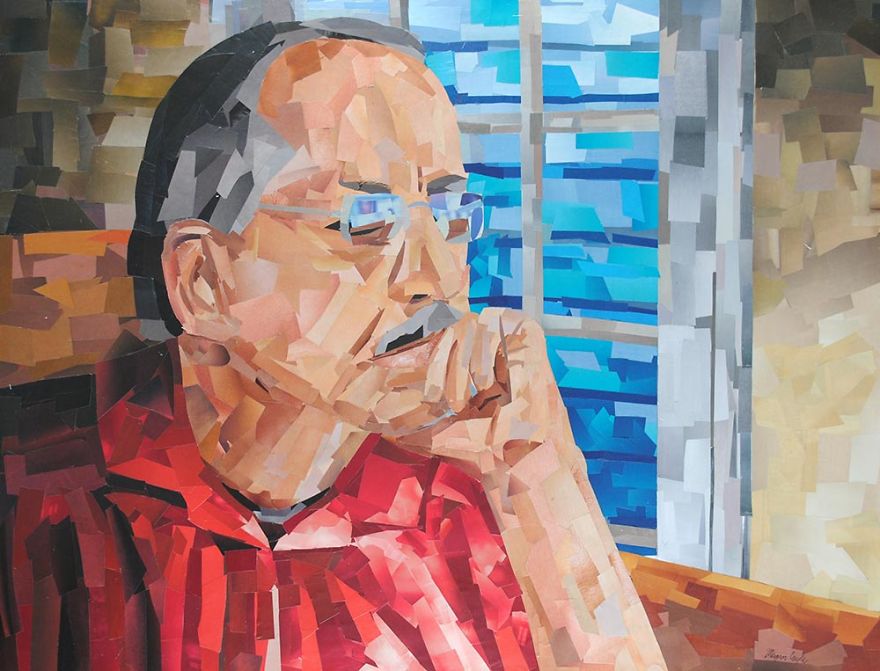 I Make Portraits From Magazine Strips