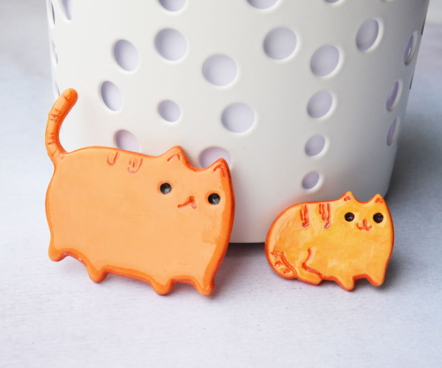 In My Free Time, I Design Cat Brooches From Polymer Clay