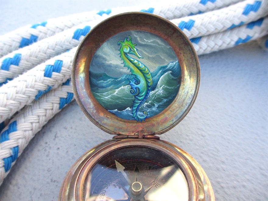I Encourage People To Find Their Way By Painting Miniature Scenes On Compasses I Encourage People To Find Their Way By Painting Miniature Scenes On Compasses