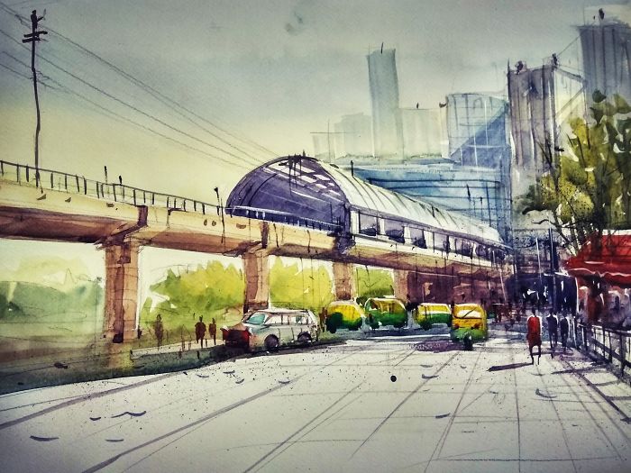 Amazing Cityscape By A Passionate Watercolorist Sankar Thakur Amazing Cityscape By A Passionate Watercolorist Sankar Thakur