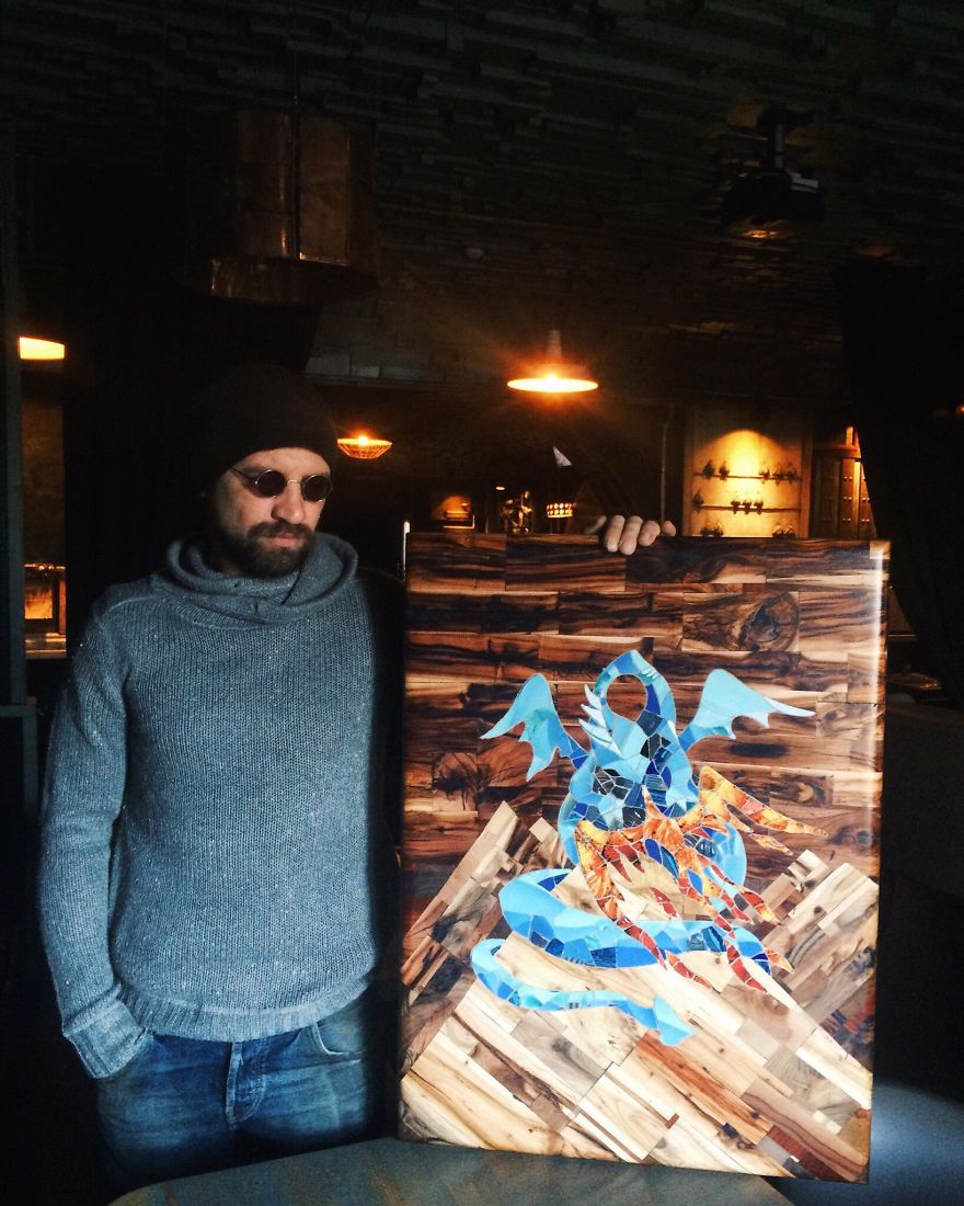 How To Make A Unique Mosaic Picture From Wood And Ceramic Tiles