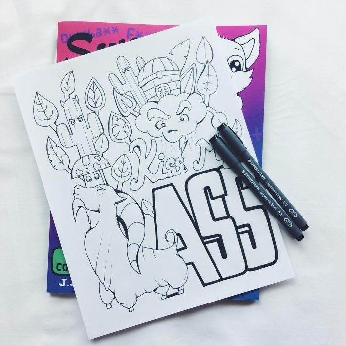 I Turned Swear Words Into Coloring Pages With Adorable Animals