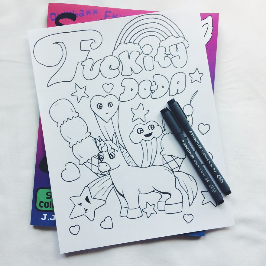 I Turned Swear Words Into Coloring Pages With Adorable Animals