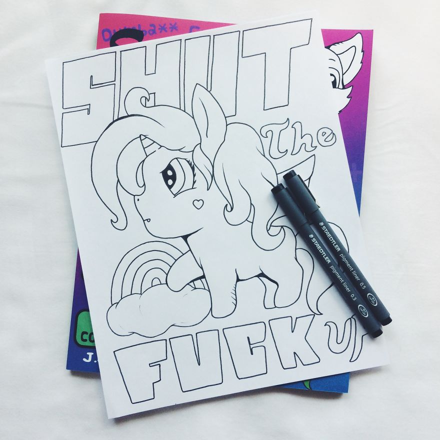 I Turned Swear Words Into Coloring Pages With Adorable Animals