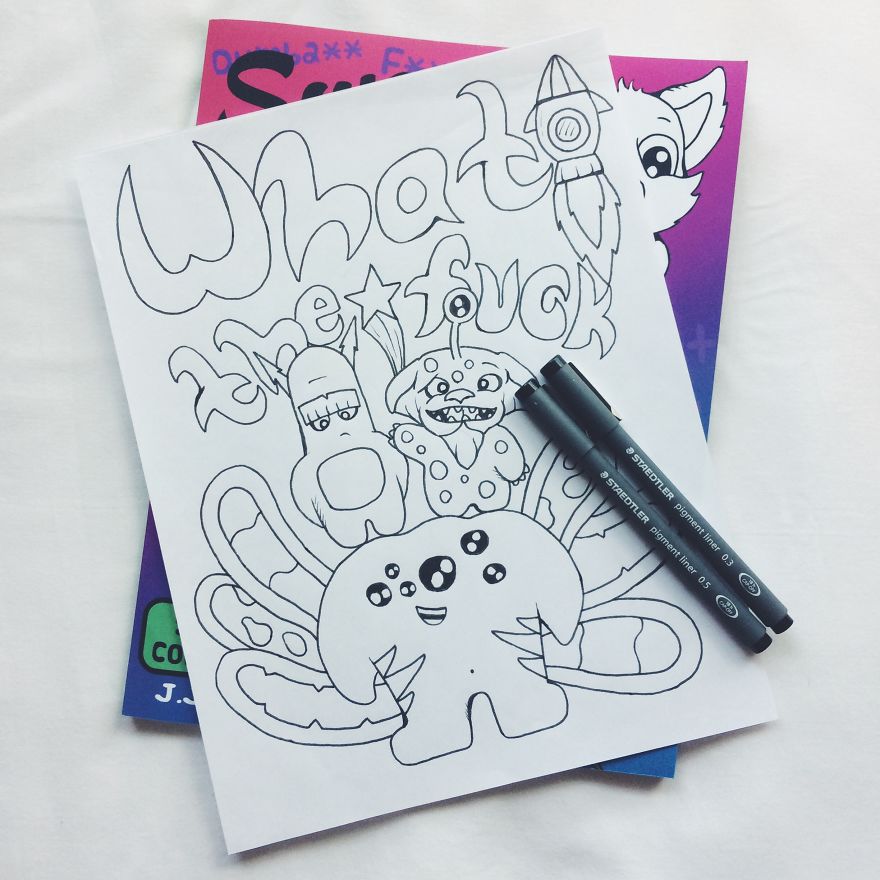 I Turned Swear Words Into Coloring Pages With Adorable Animals