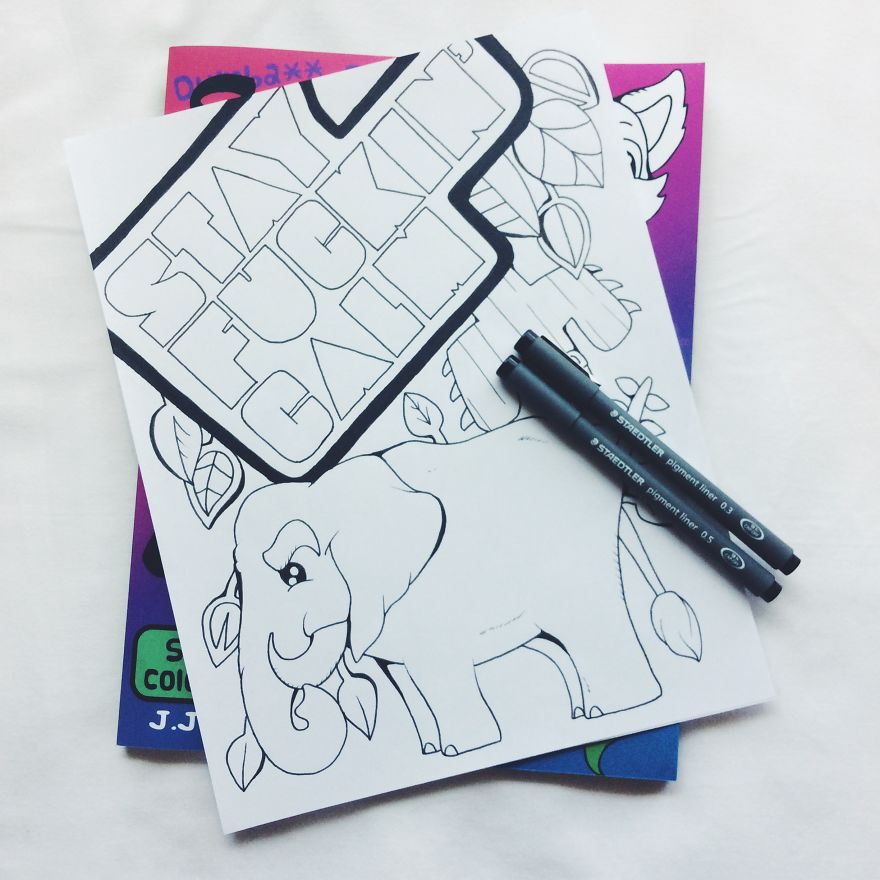 I Turned Swear Words Into Coloring Pages With Adorable Animals