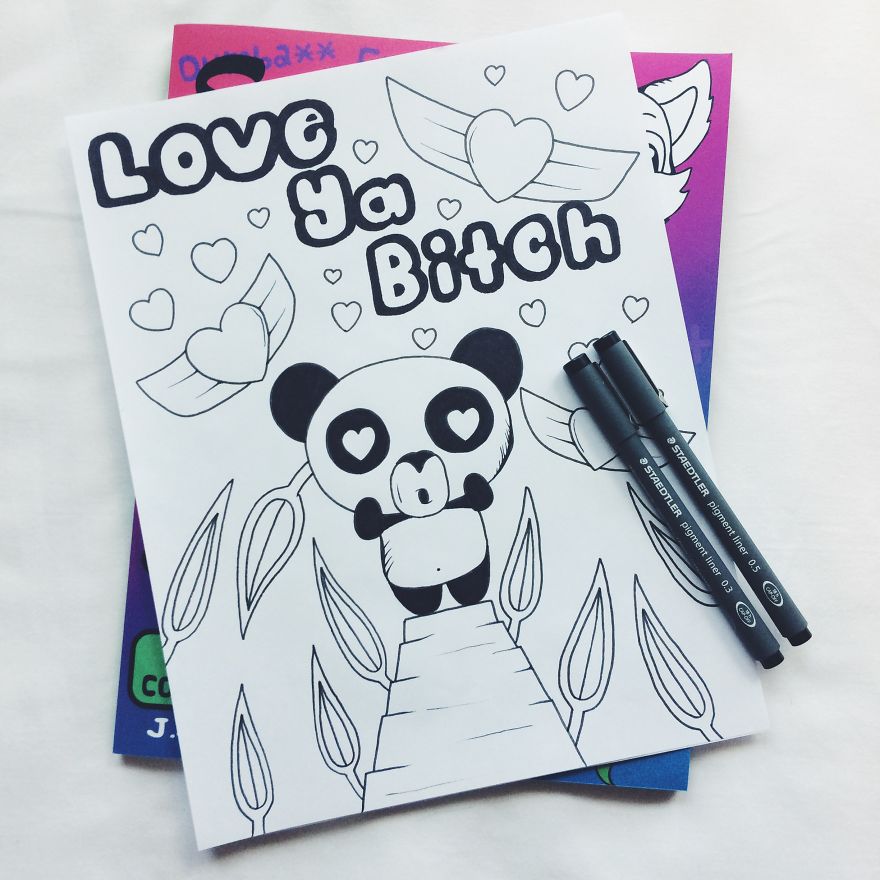 I Turned Swear Words Into Coloring Pages With Adorable Animals