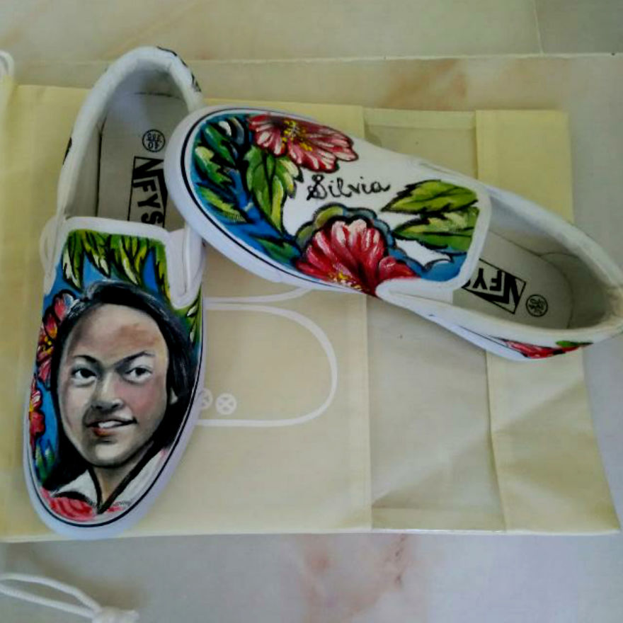 I Always Love Painting A Portrait But Now I'm Doing It Differently. Using Shoes As My Canvass :)