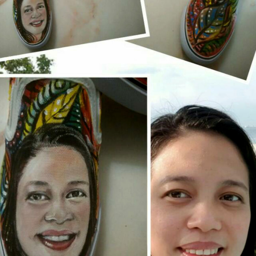 I Always Love Painting A Portrait But Now I'm Doing It Differently. Using Shoes As My Canvass :)