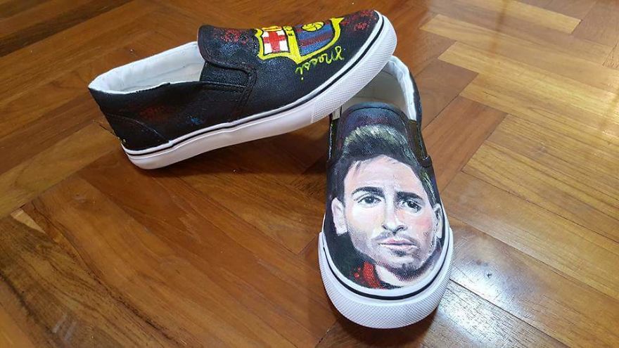 I Always Love Painting A Portrait But Now I'm Doing It Differently. Using Shoes As My Canvass :)