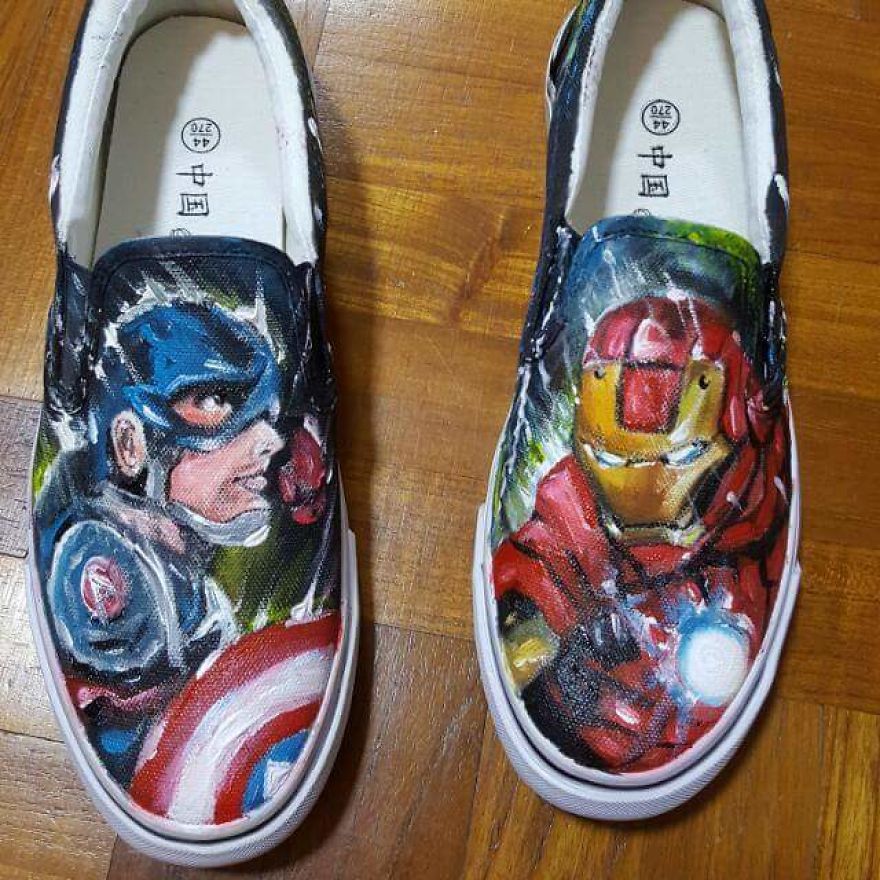 I Always Love Painting A Portrait But Now I'm Doing It Differently. Using Shoes As My Canvass :)