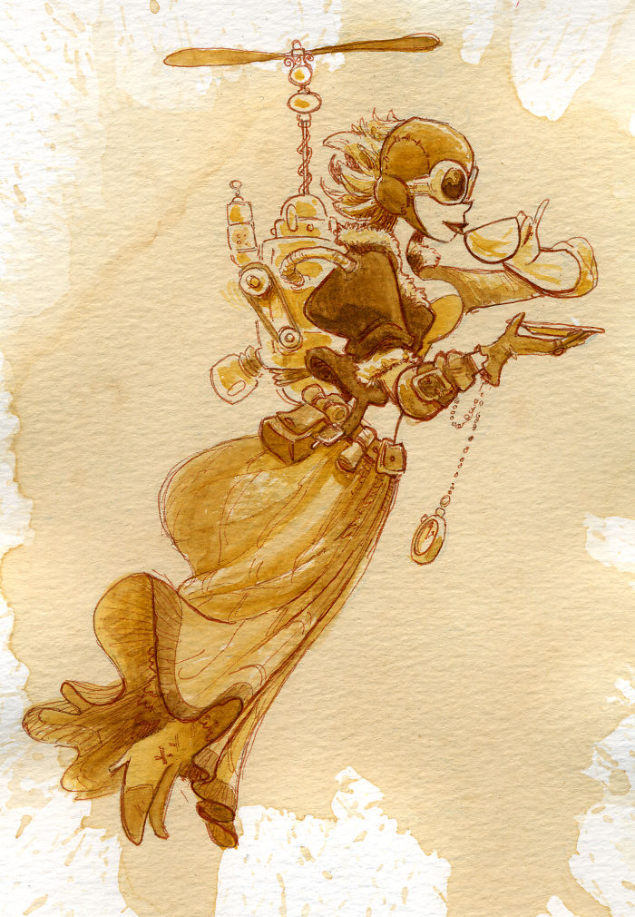 I Paint With Tea To Create Steampunk Art.