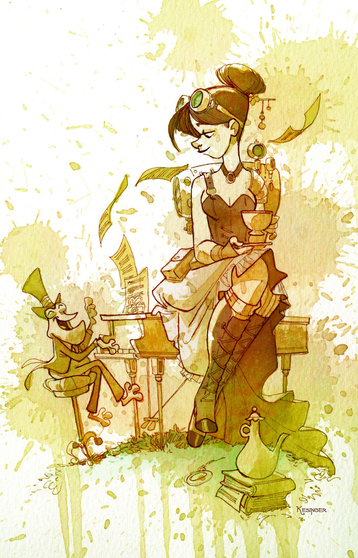 I Paint With Tea To Create Steampunk Art.