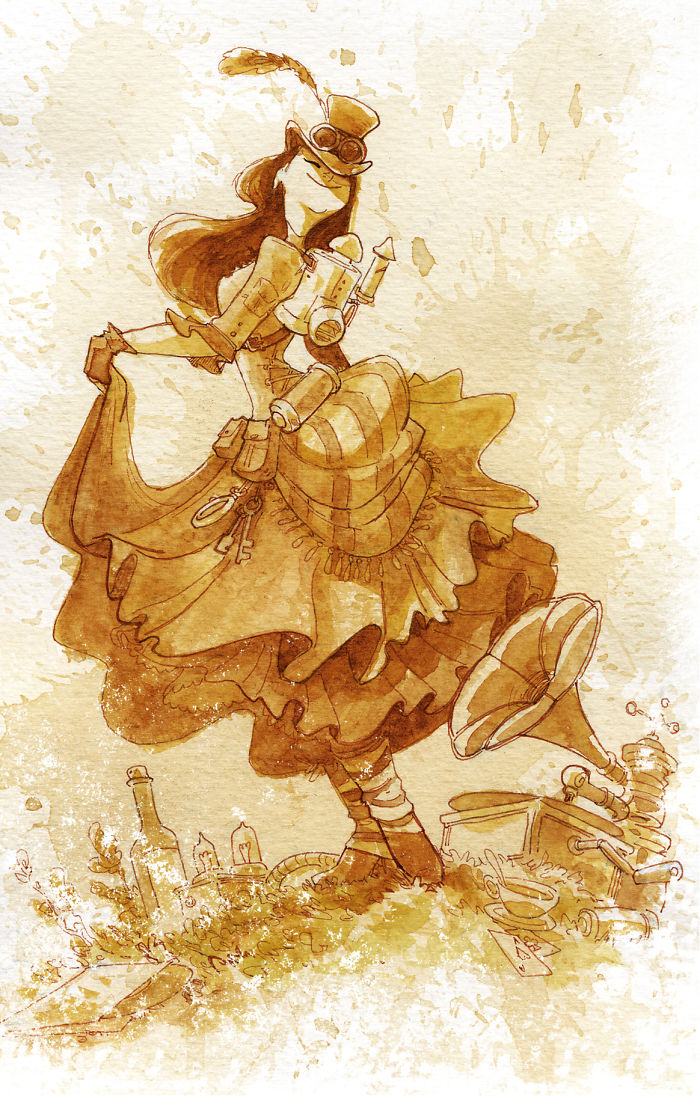 I Paint With Tea To Create Steampunk Art.