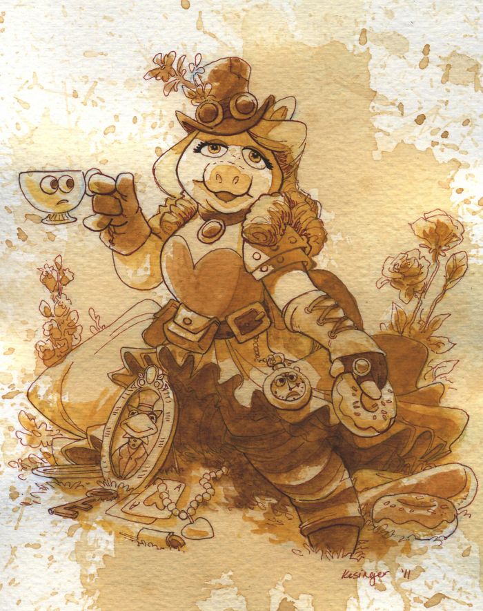 I Paint With Tea To Create Steampunk Art.