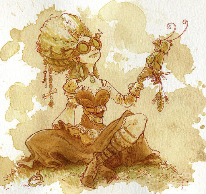 I Paint With Tea To Create Steampunk Art.