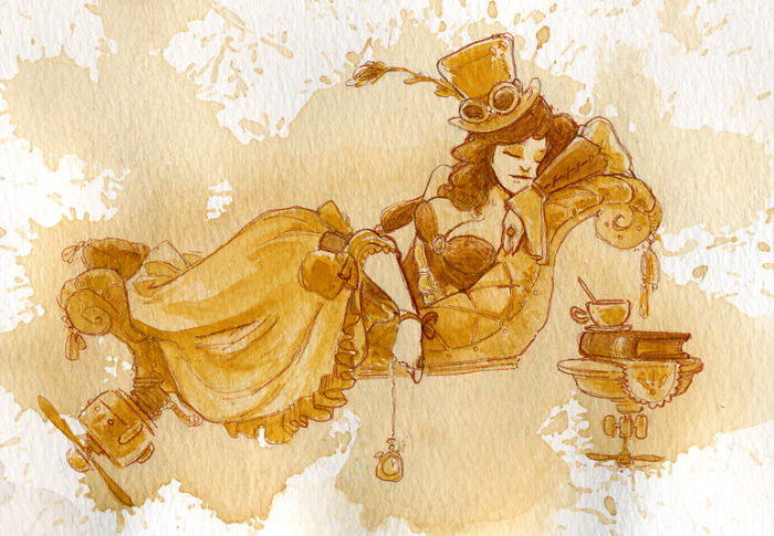 I Paint With Tea To Create Steampunk Art.