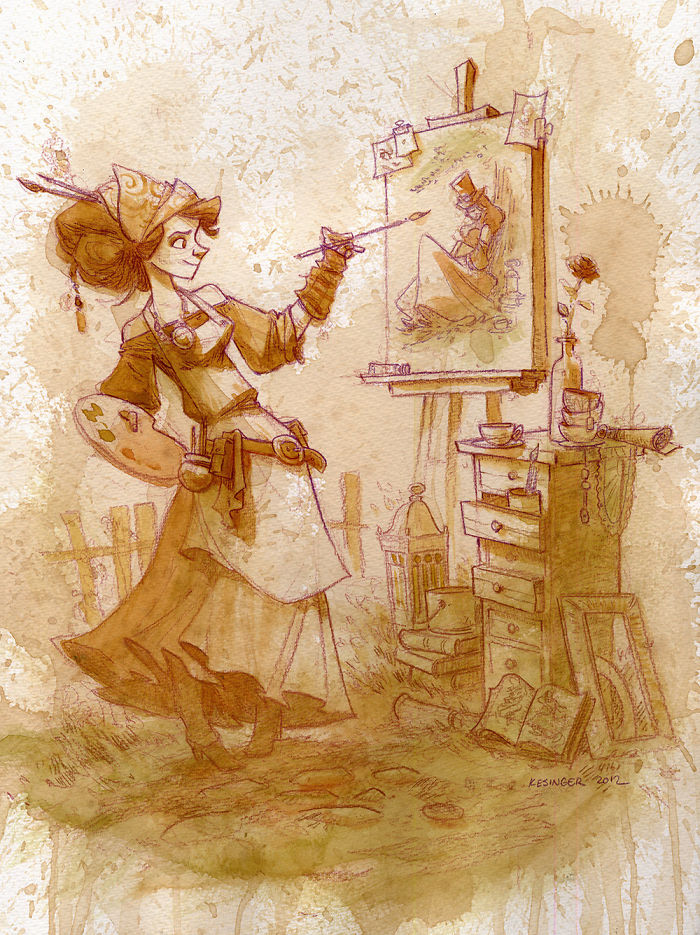 I Paint With Tea To Create Steampunk Art.