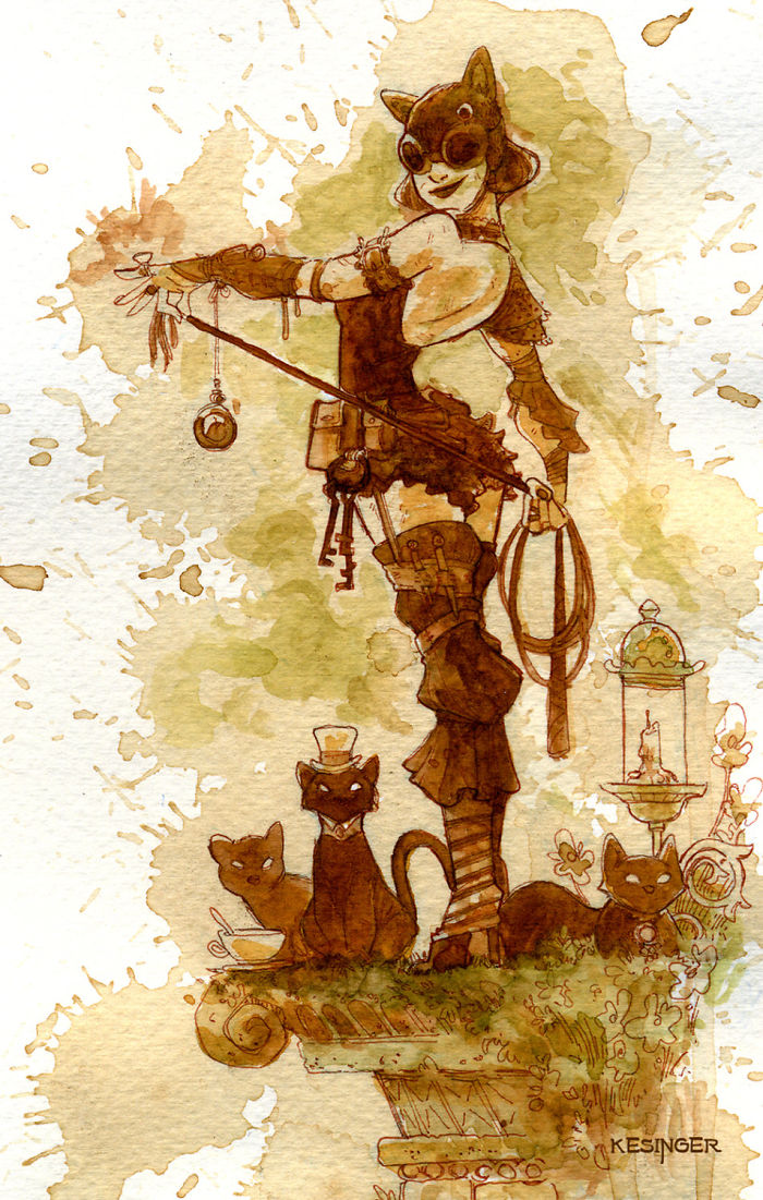 I Paint With Tea To Create Steampunk Art.