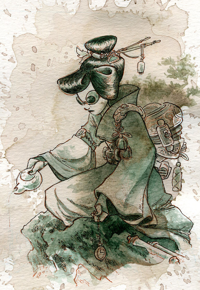 I Paint With Tea To Create Steampunk Art.