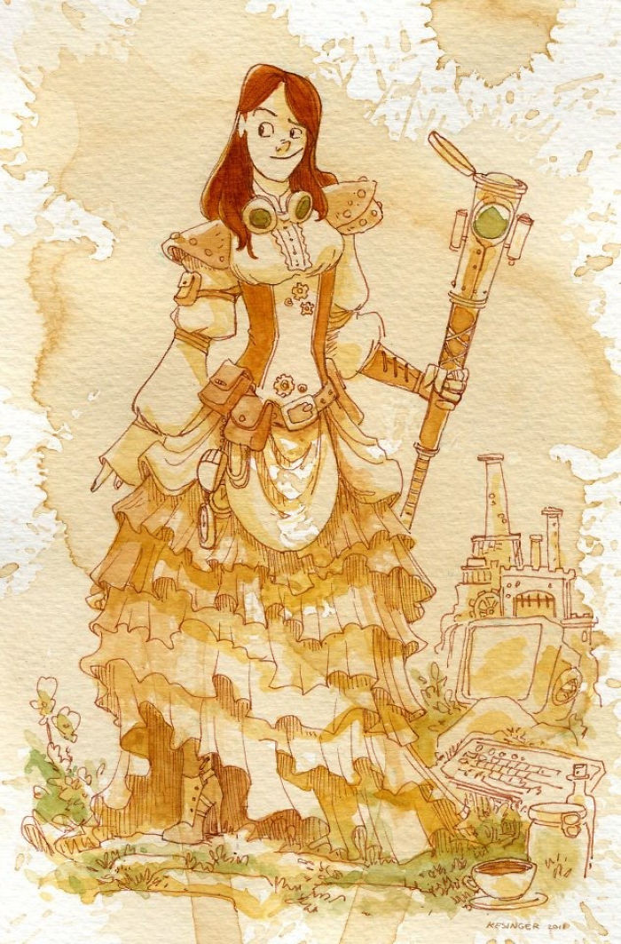 I Paint With Tea To Create Steampunk Art.