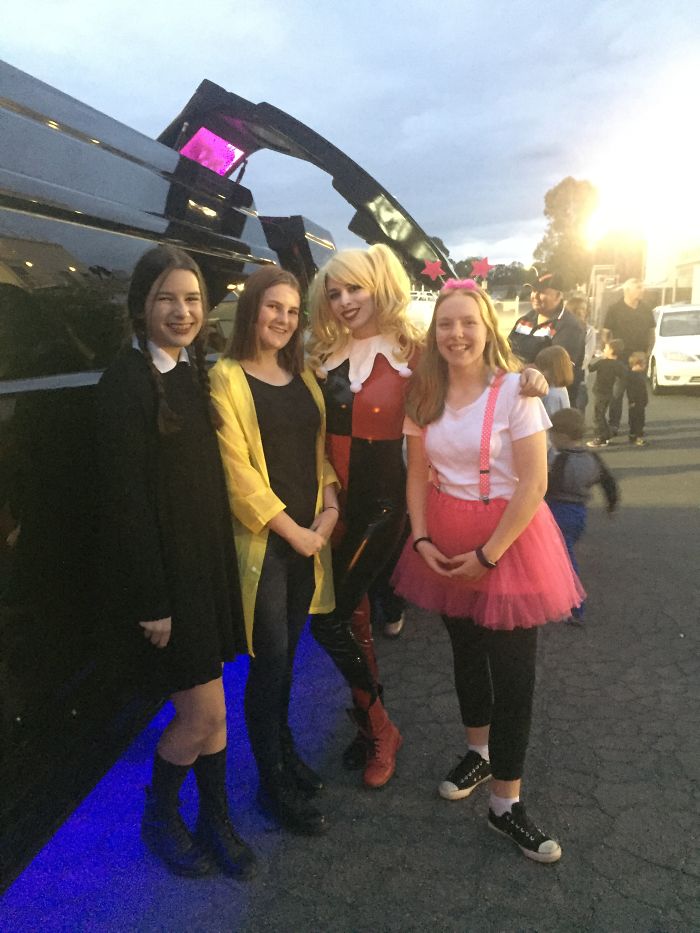 Harley Quinn, Friends And I On Halloween Night, Me On The Left: Wednesday Addams