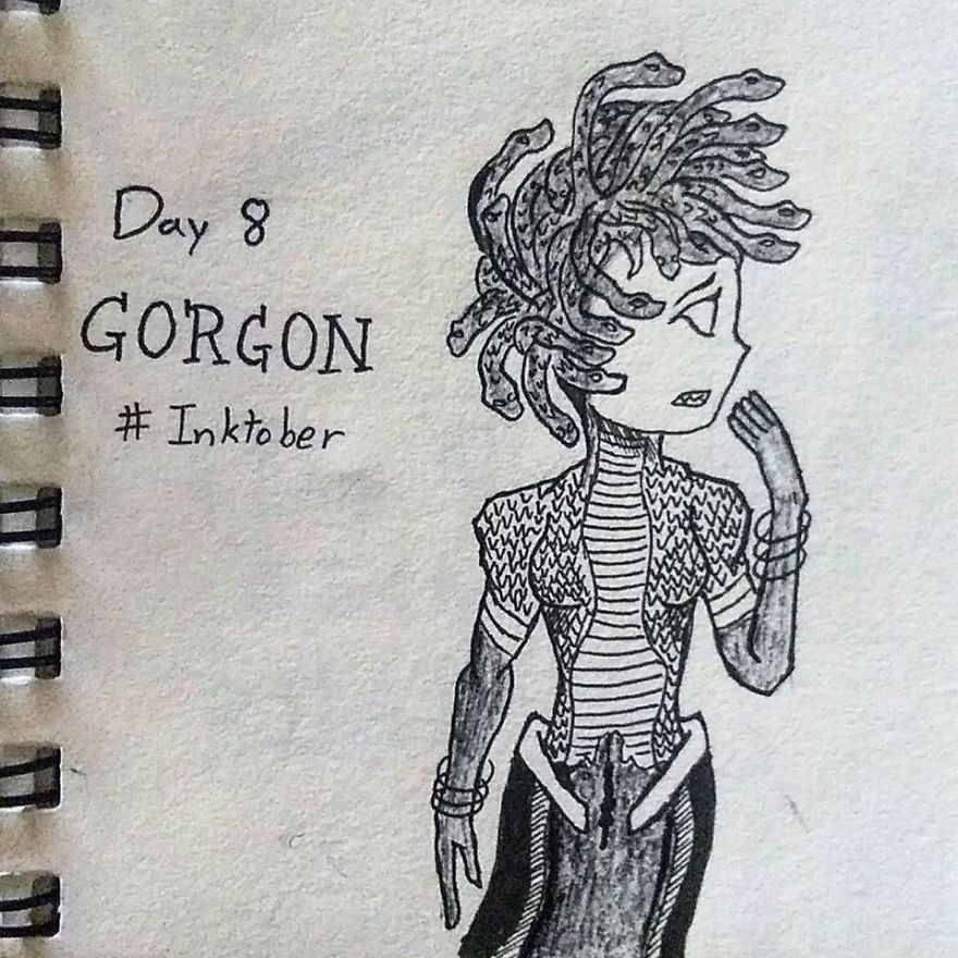 I Illustrated 31 Monsters From Many Cultures, Folklore And Myths In Inktober