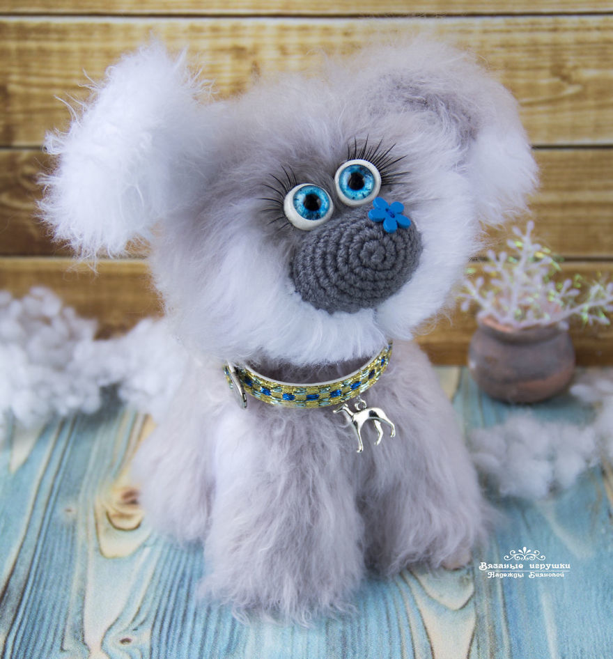 New Year Symbol: Fluffy Crocheted Dogs By Nadezhda Bianova