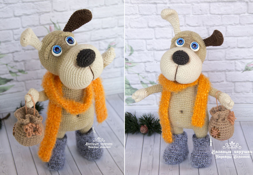 New Year Symbol: Fluffy Crocheted Dogs By Nadezhda Bianova