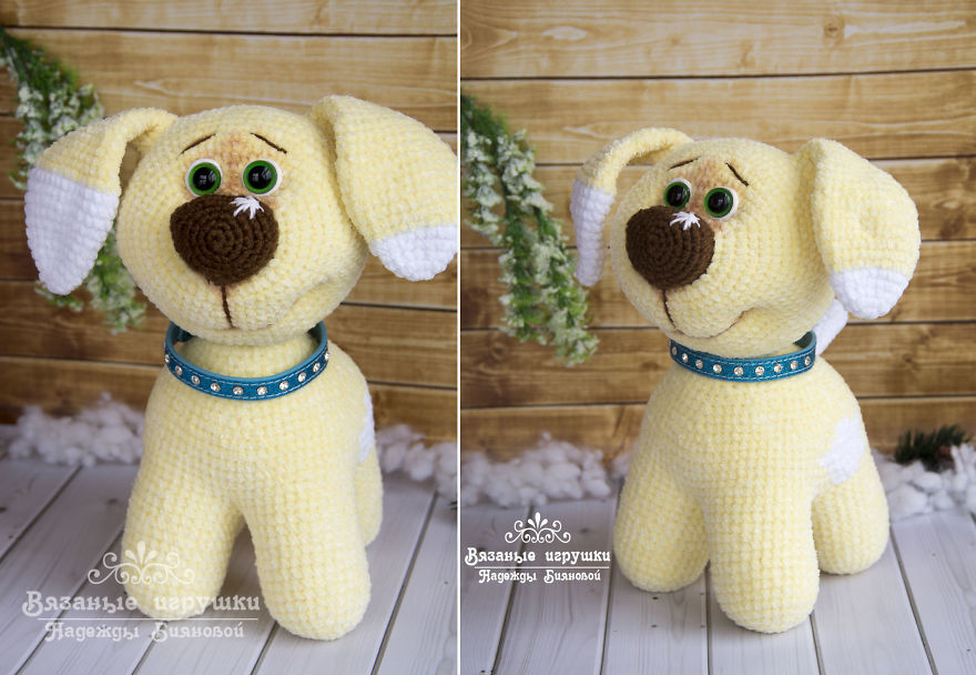 New Year Symbol: Fluffy Crocheted Dogs By Nadezhda Bianova