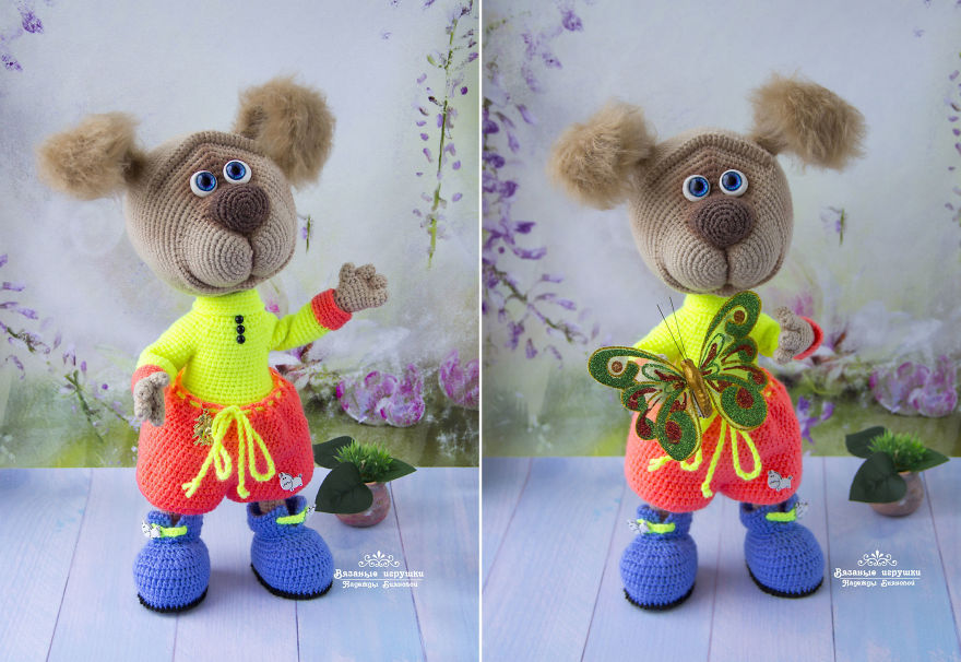 New Year Symbol: Fluffy Crocheted Dogs By Nadezhda Bianova