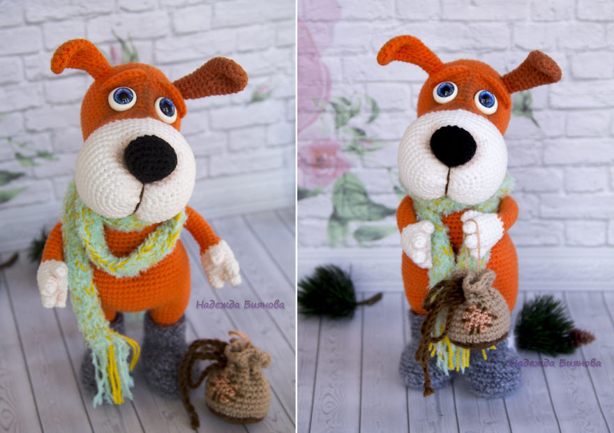 New Year Symbol: Fluffy Crocheted Dogs By Nadezhda Bianova