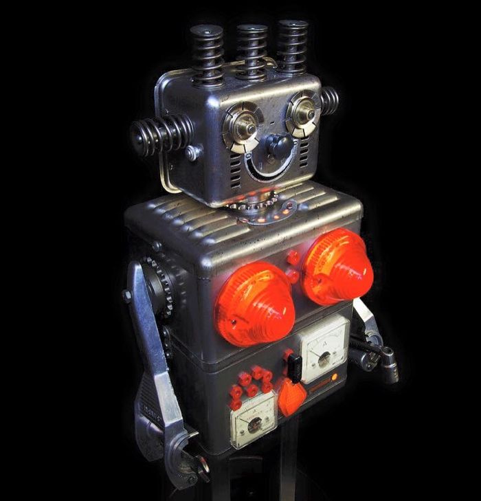 Robots Reborn. Upcycled Illuminated Art Robot Sculptures By +brauer