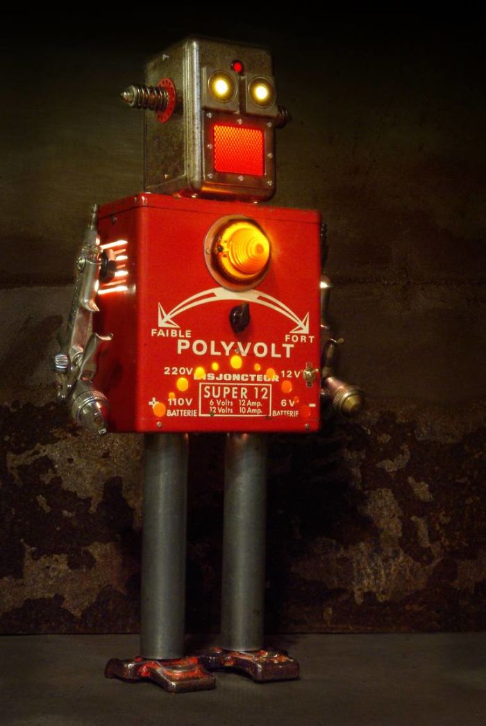 Robots Reborn. Upcycled Illuminated Art Robot Sculptures By +brauer