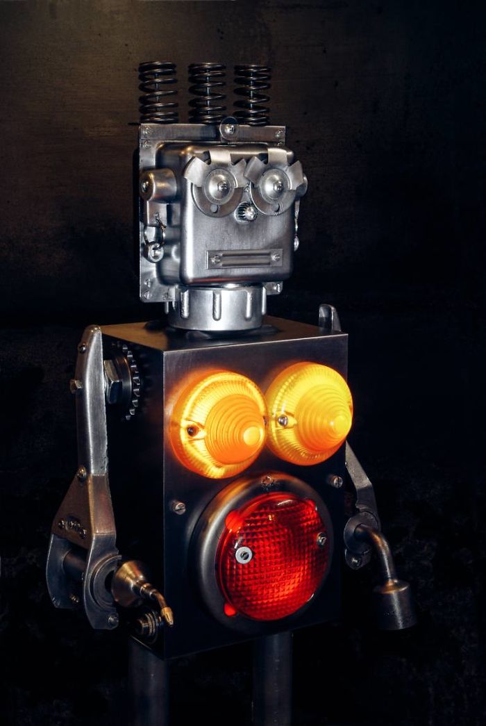 Robots Reborn. Upcycled Illuminated Art Robot Sculptures By +brauer