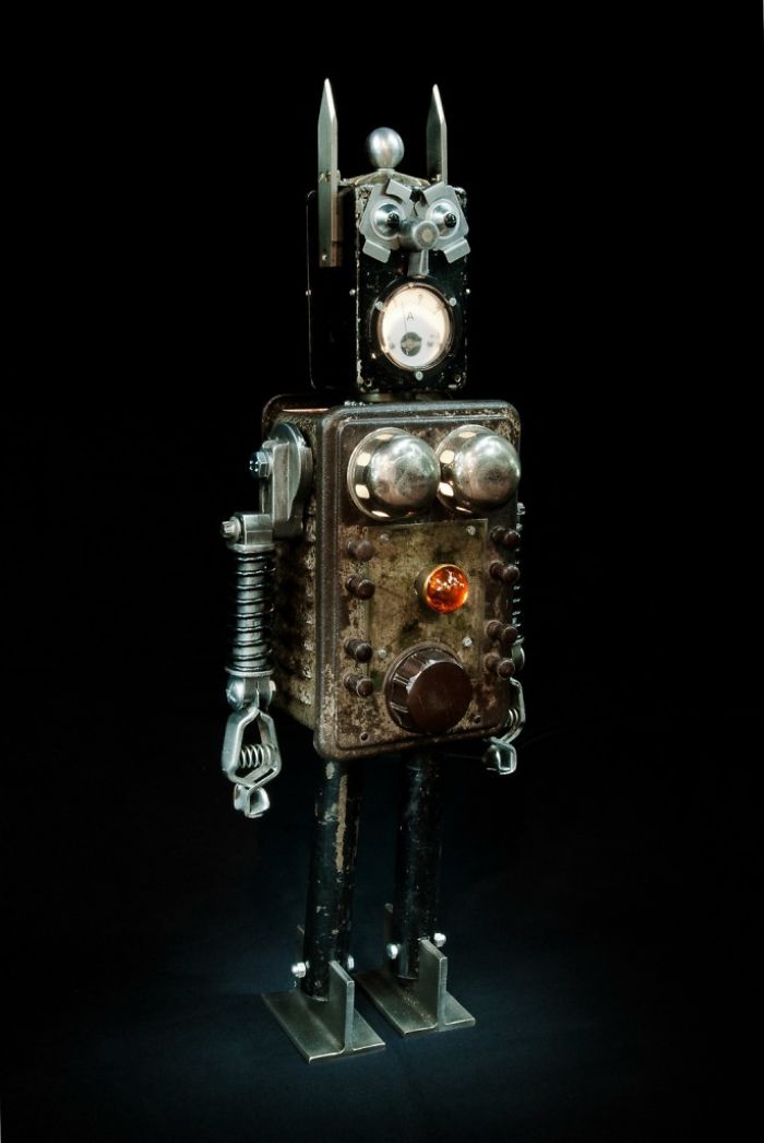 Robots Reborn. Upcycled Illuminated Art Robot Sculptures By +brauer