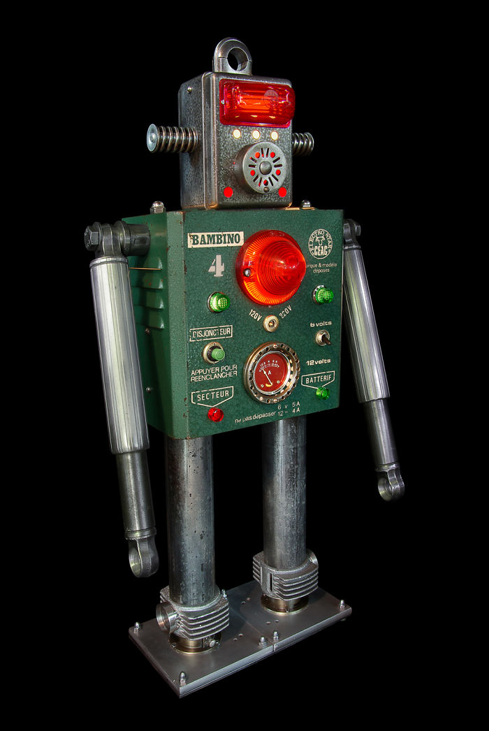 Robots Reborn. Upcycled Illuminated Art Robot Sculptures By +brauer