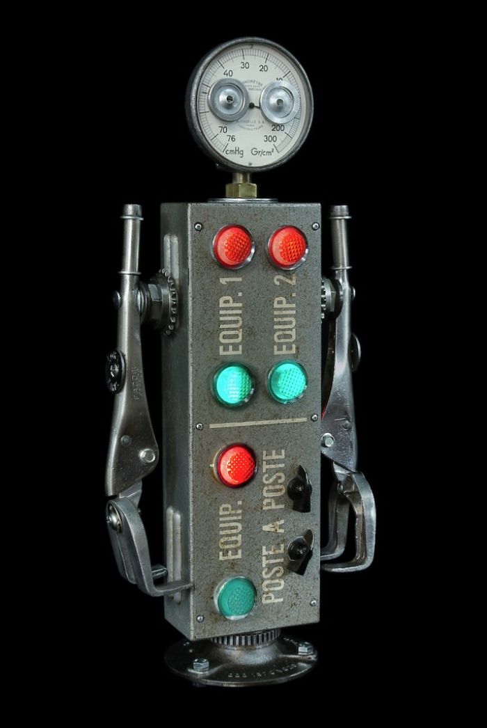 Robots Reborn. Upcycled Illuminated Art Robot Sculptures By +brauer