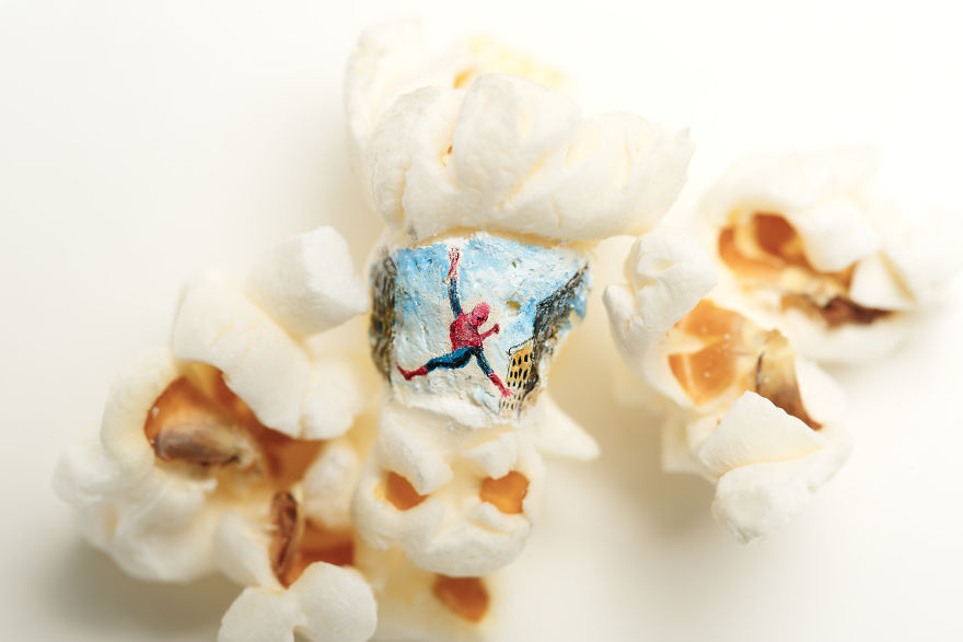 Artist Paints Miniatures On Popcorn Inspired By His Favorite Movies