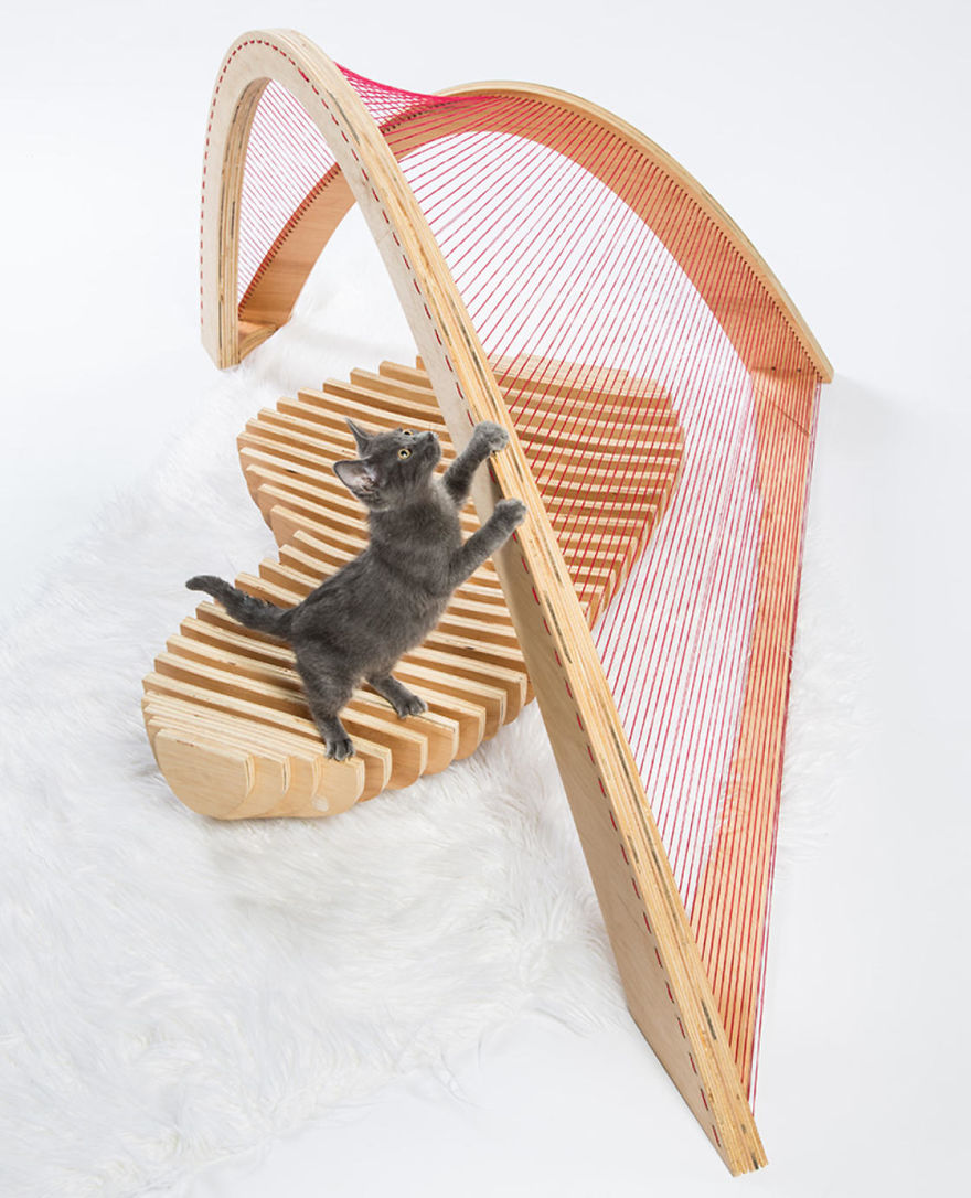 Stantec’s Red-Thread And Slatted Plywood Structure