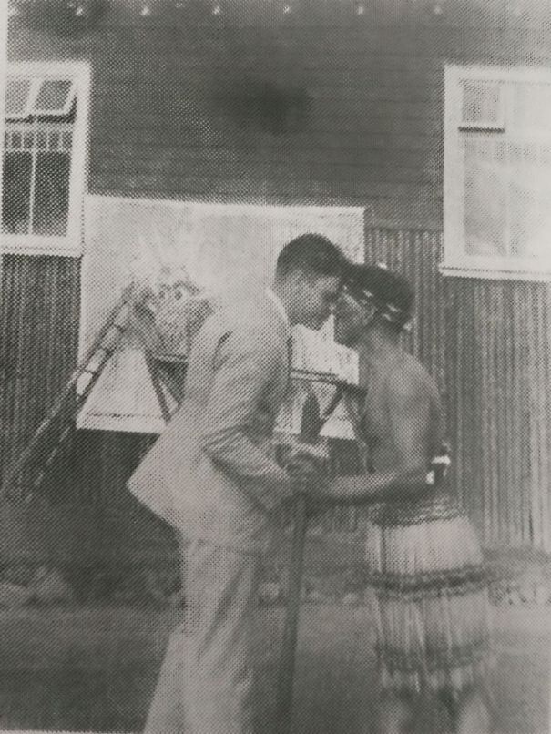Grandpa Doing The Hongi Greeting At A Maori Village In New Zealand