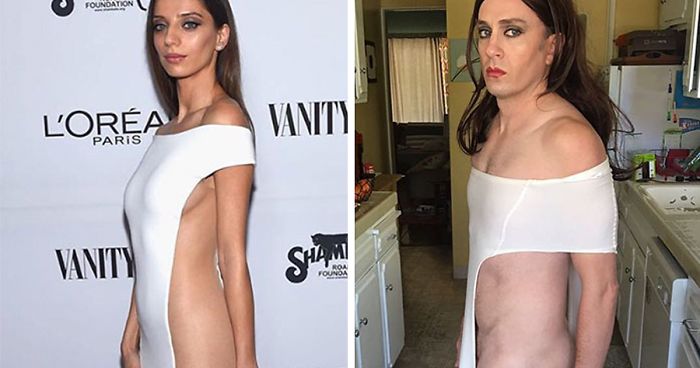 163 Times Celebrity Outfits Were Hilariously Recreated By Former ‘Buffy’ Star Using Only Stuff He Found At Home