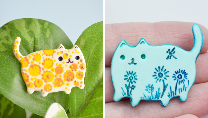 In My Free Time, I Design Cat Brooches From Polymer Clay