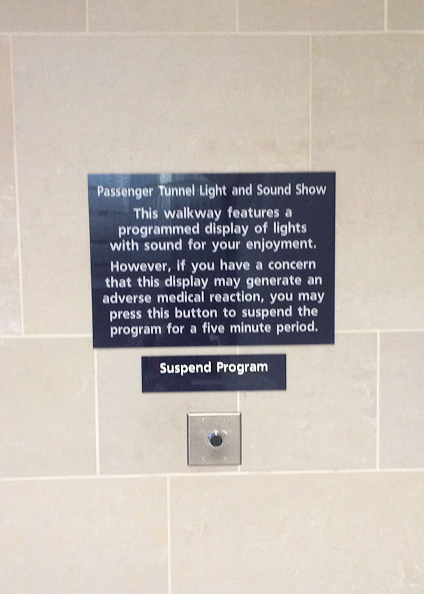 This Button At Detroit's Airport Stops The Light Tunnel In The Delta Terminal For Those With Medical Conditions