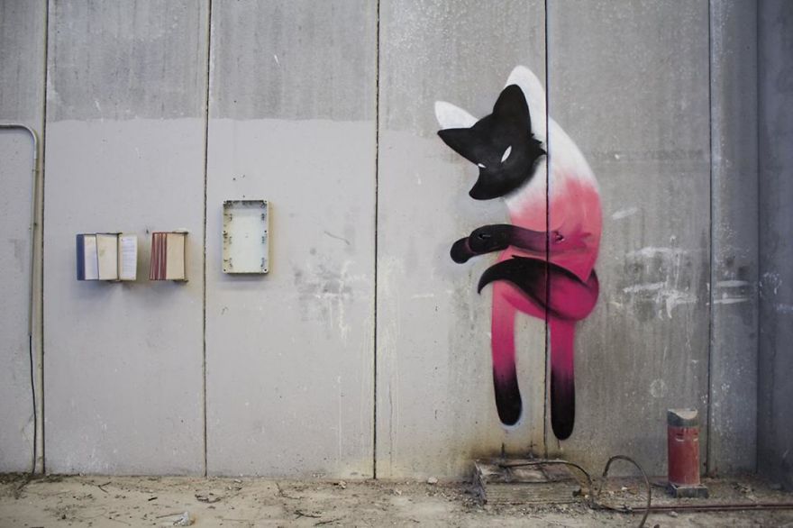 Artist Mixes His Mascot, An Adorable White Dog With Wonderful Street Arts