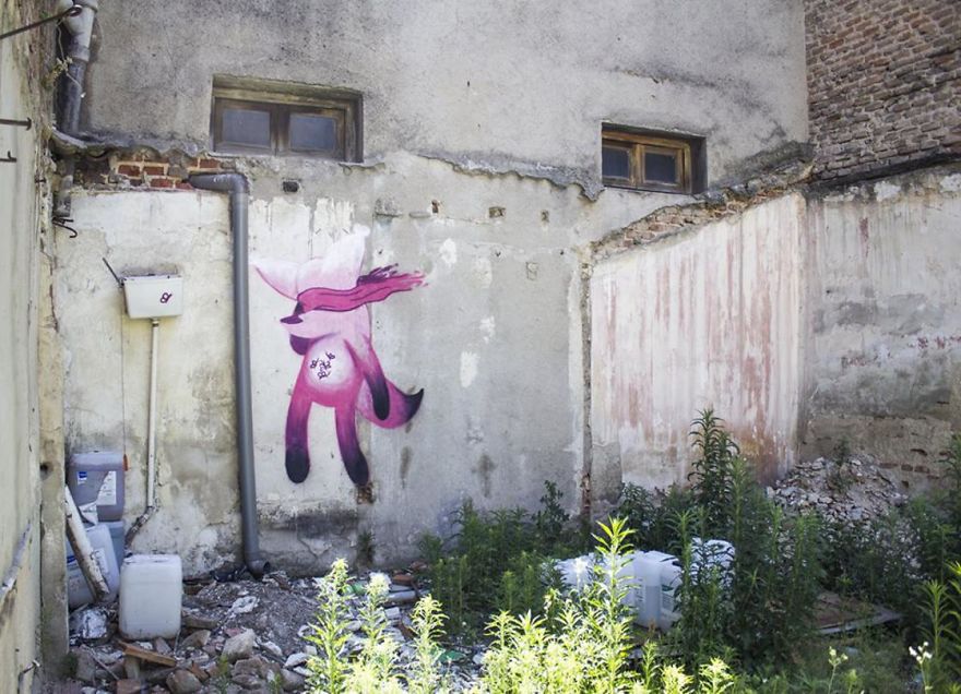 Artist Mixes His Mascot, An Adorable White Dog With Wonderful Street Arts