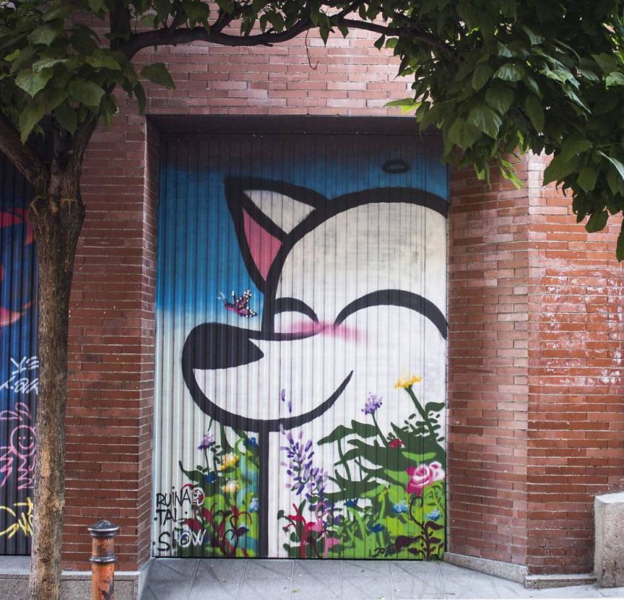Artist Mixes His Mascot, An Adorable White Dog With Wonderful Street Arts