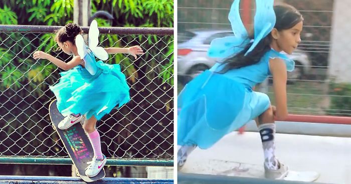 Little Brazilian Girl Goes Viral After Landing Unbelievable Tricks On Her Skateboard While Dressed As A Fairy Princess