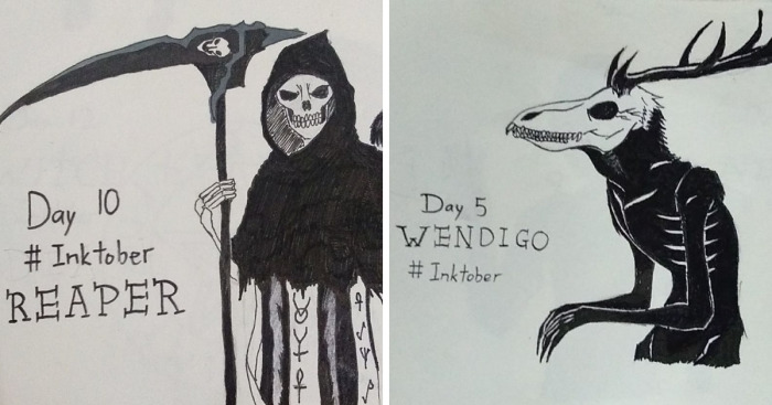 I Illustrated 31 Monsters From Many Cultures, Folklore And Myths In Inktober